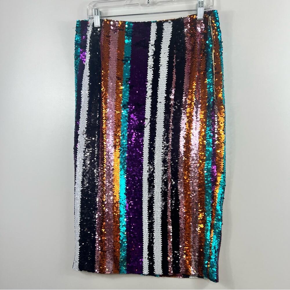 Gracia Vibrant Sequin Striped Pencil Skirt - Picture 10 of 12